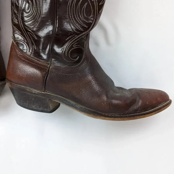 Laredo Vintage Mens 10 D Leather Western Cowboy Boots  Pointed Toe Embroidered - Picture 13 of 16